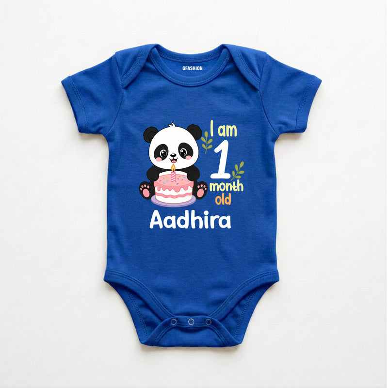 Custom Baby Milestone Bodysuit with Name & Month cute panda