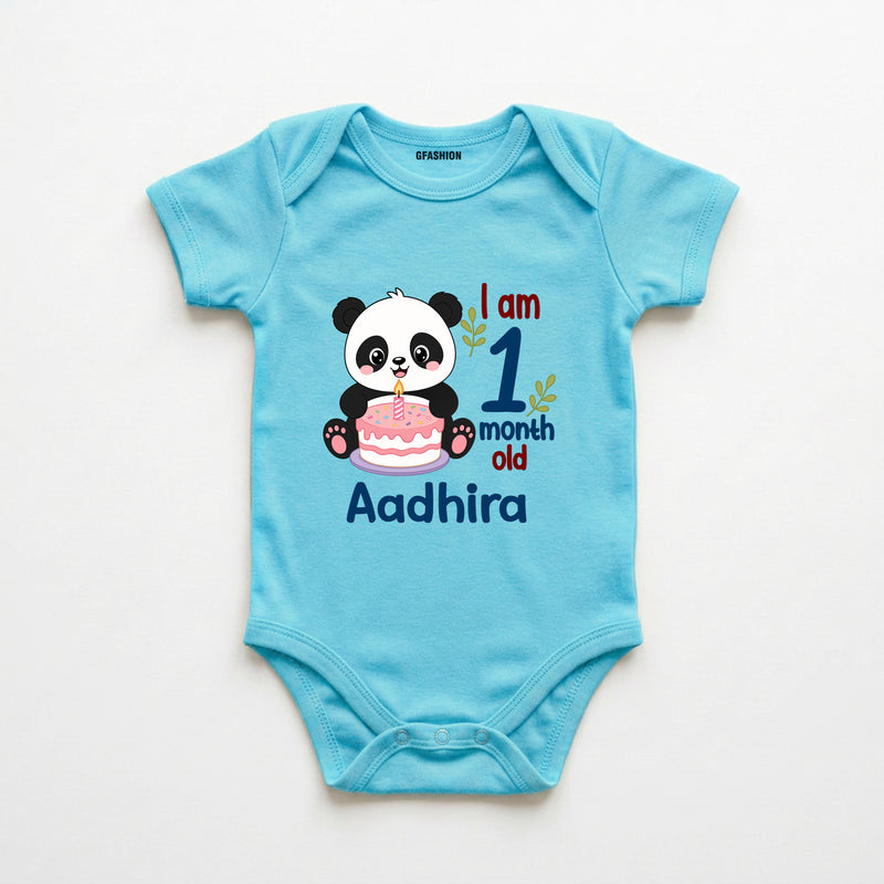 Custom Baby Milestone Bodysuit with Name & Month cute panda