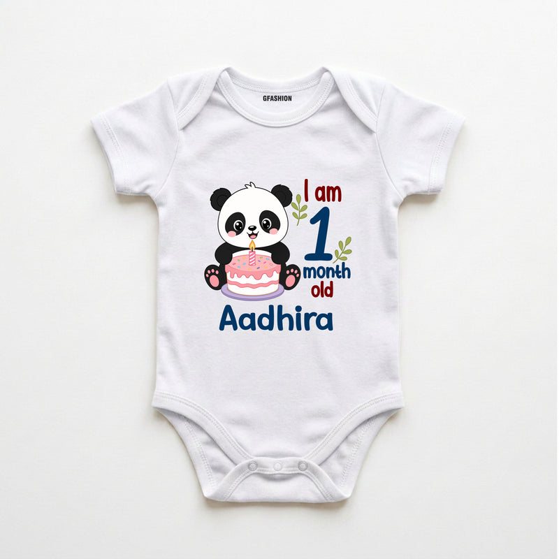 Custom Baby Milestone Bodysuit with Name & Month cute panda