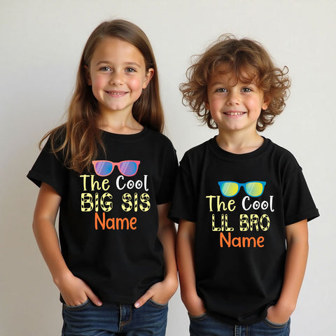 The Cool Big Sis- Lil Bro Combo T-shirts name customize