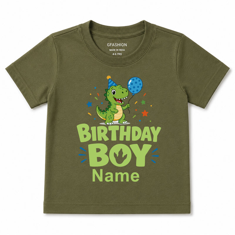 Personalized Birthday Boy Dinosaur T-Shirt for Kids