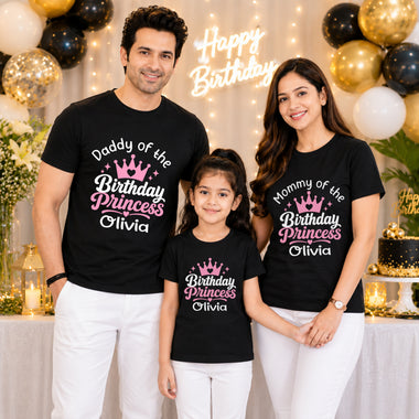 Birthday Princess T-shirts with Family Name Customized