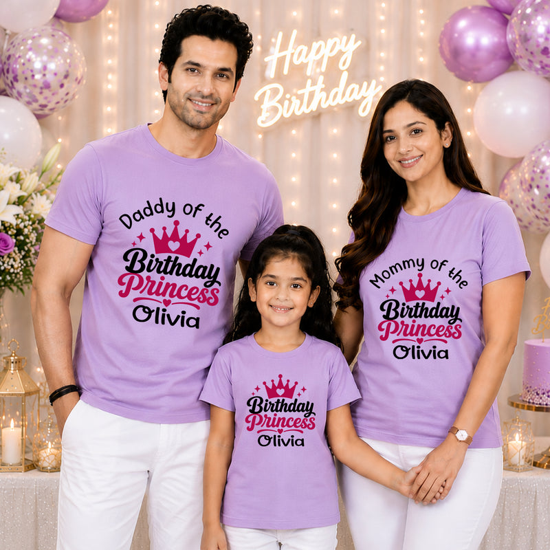 Birthday Princess T-shirts with Family Name Customized
