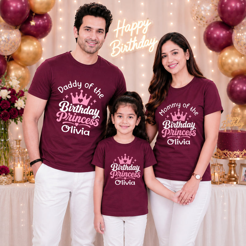 Birthday Princess T-shirts with Family Name Customized