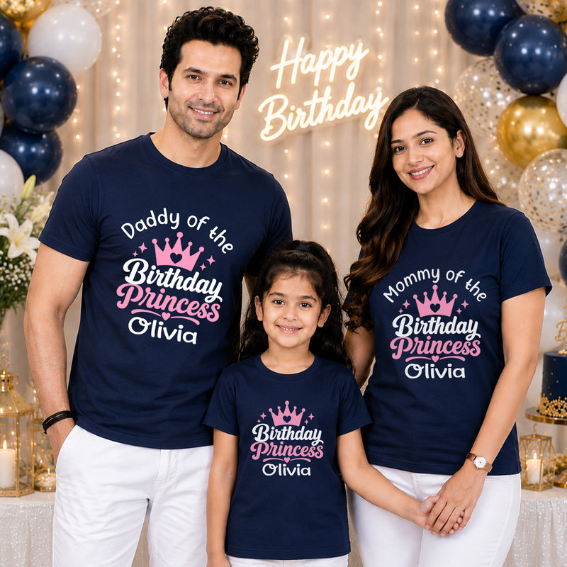 Birthday Princess T-shirts with Family Name Customized