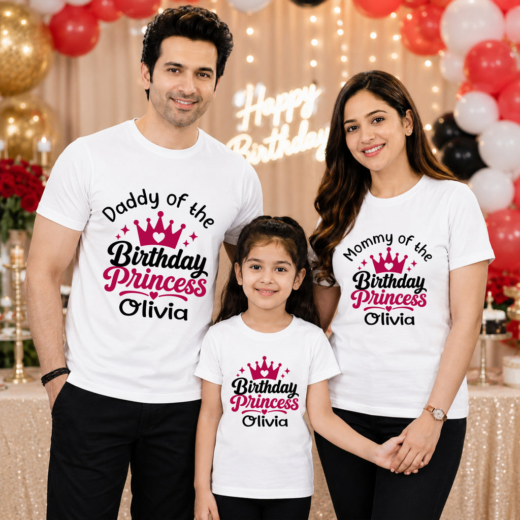 Birthday Princess T-shirts with Family Name Customized
