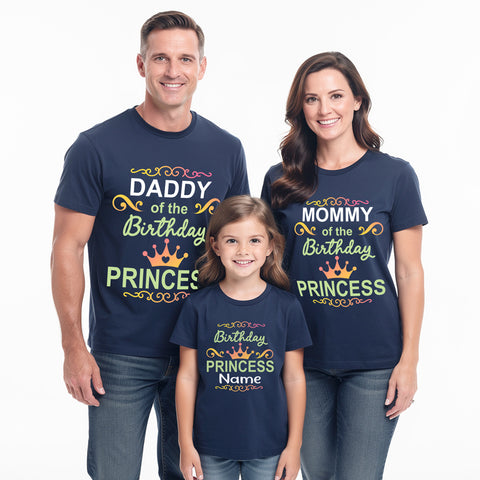 Matching Mommy & Daddy of the Princess Navy Blue Tees
