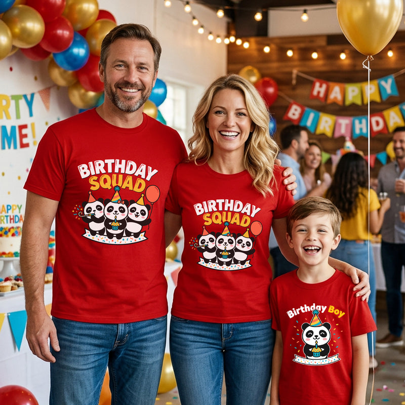 Birthday Squad Birthday Boy Panda theme t-shirts