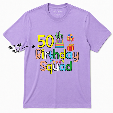 Custom Age Birthday Squad T-Shirt for Family & Friends