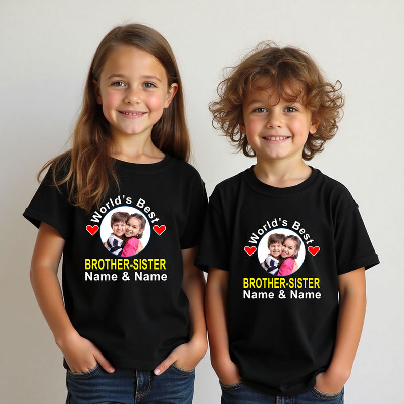 World's Best Bro-Sis T-shirt Photo and Name Customize