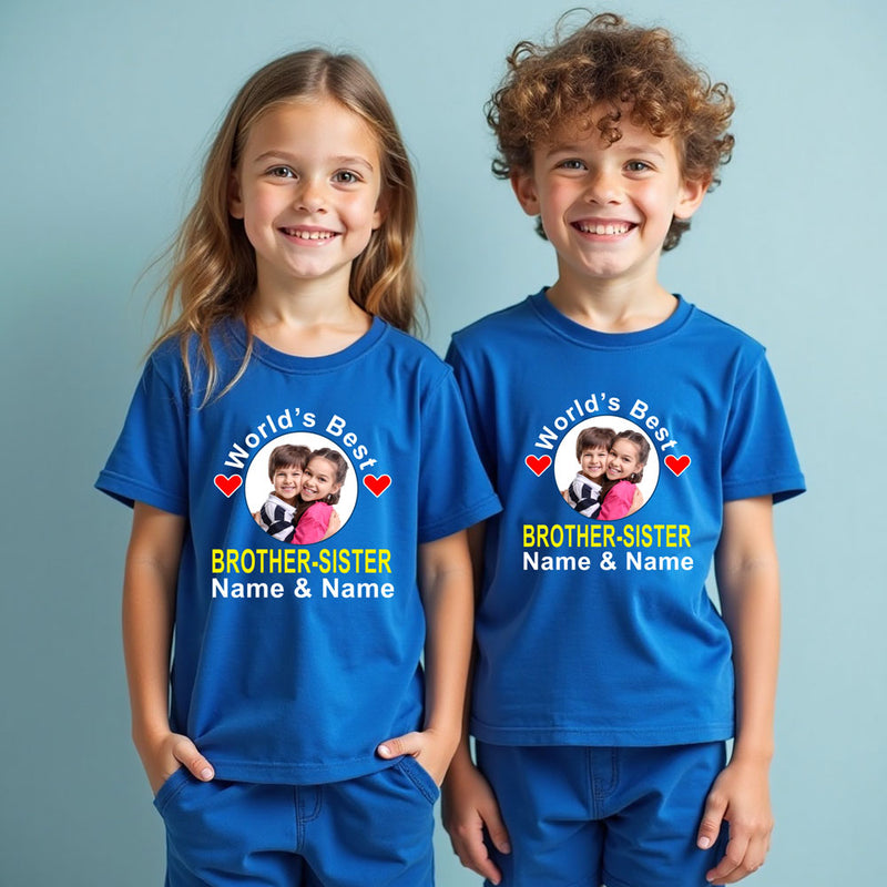 World's Best Bro-Sis T-shirt Photo and Name Customize