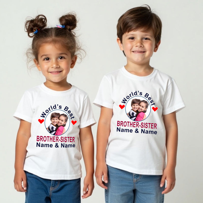 World's Best Bro-Sis T-shirt Photo and Name Customize