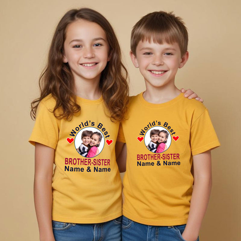 World's Best Bro-Sis T-shirt Photo and Name Customize