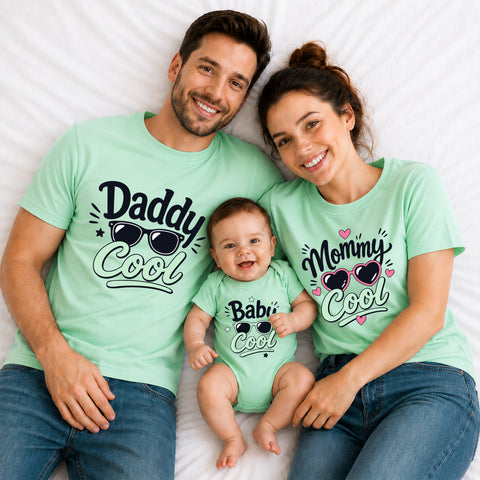Daddy Cool Mommy Cool Baby Cool Matching Family T-Shirts