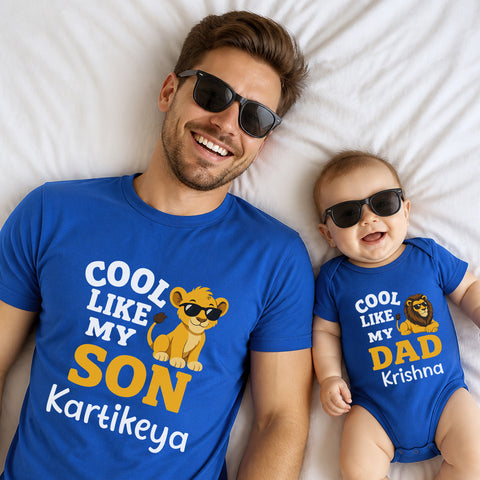 Personalized Father & Son Matching Royal Blue T-Shirt Combo