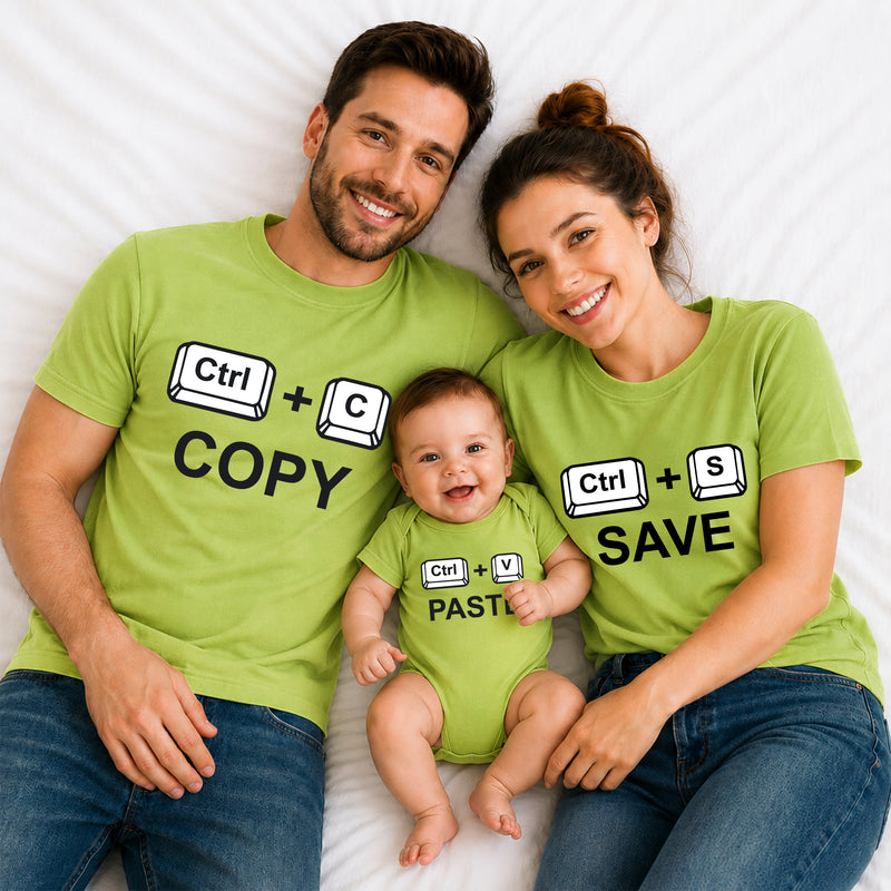 Copy Paste Family Matching T-Shirts – Dad, Mom & Baby Combo