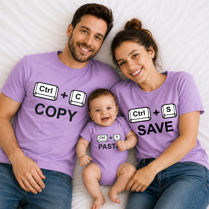 Copy Paste Family Matching T-Shirts – Dad, Mom & Baby Combo