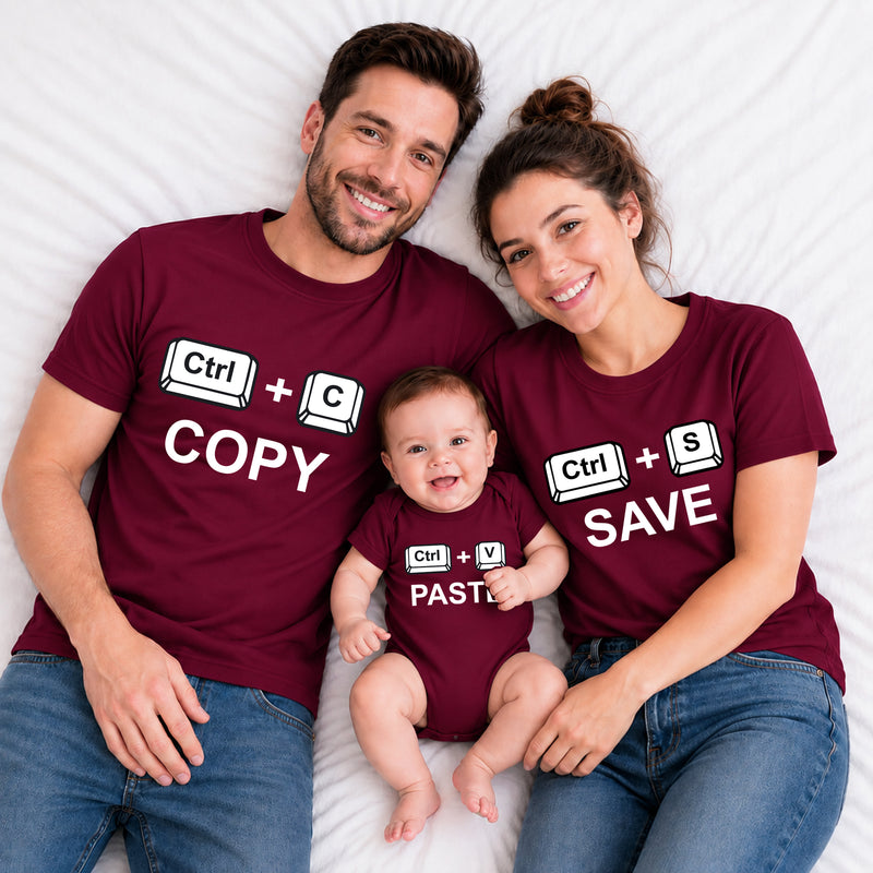 Copy Paste Family Matching T-Shirts – Dad, Mom & Baby Combo