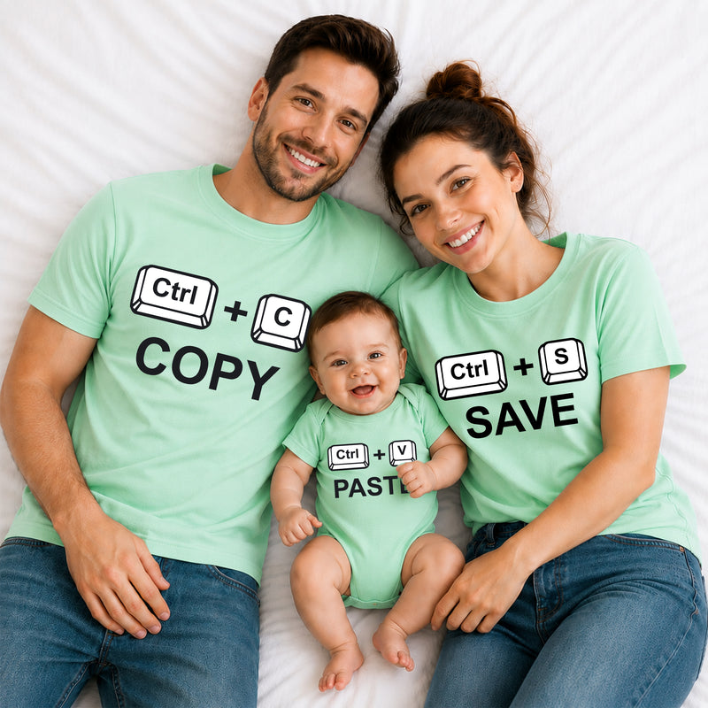 Copy Paste Family Matching T-Shirts – Dad, Mom & Baby Combo