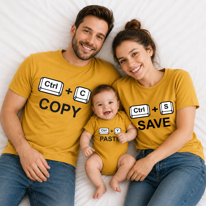 Copy Paste Family Matching T-Shirts – Dad, Mom & Baby Combo