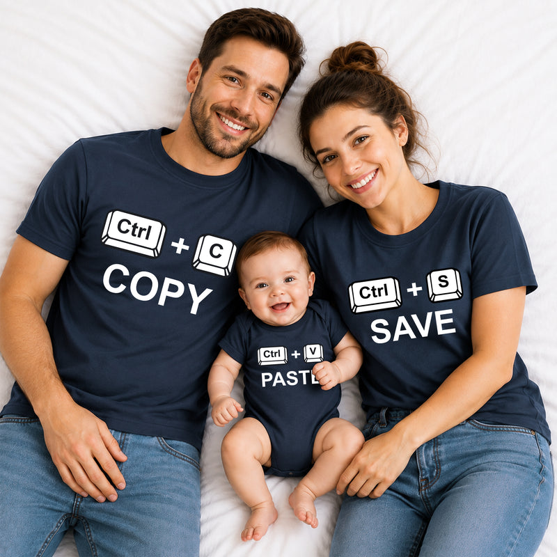 Copy Paste Family Matching T-Shirts – Dad, Mom & Baby Combo