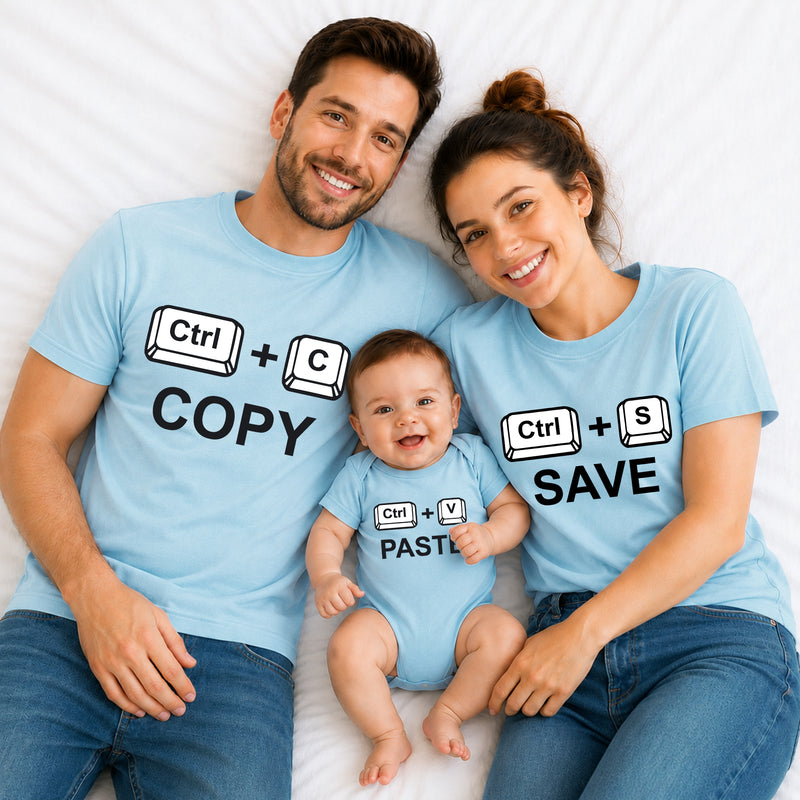 Copy Paste Family Matching T-Shirts – Dad, Mom & Baby Combo