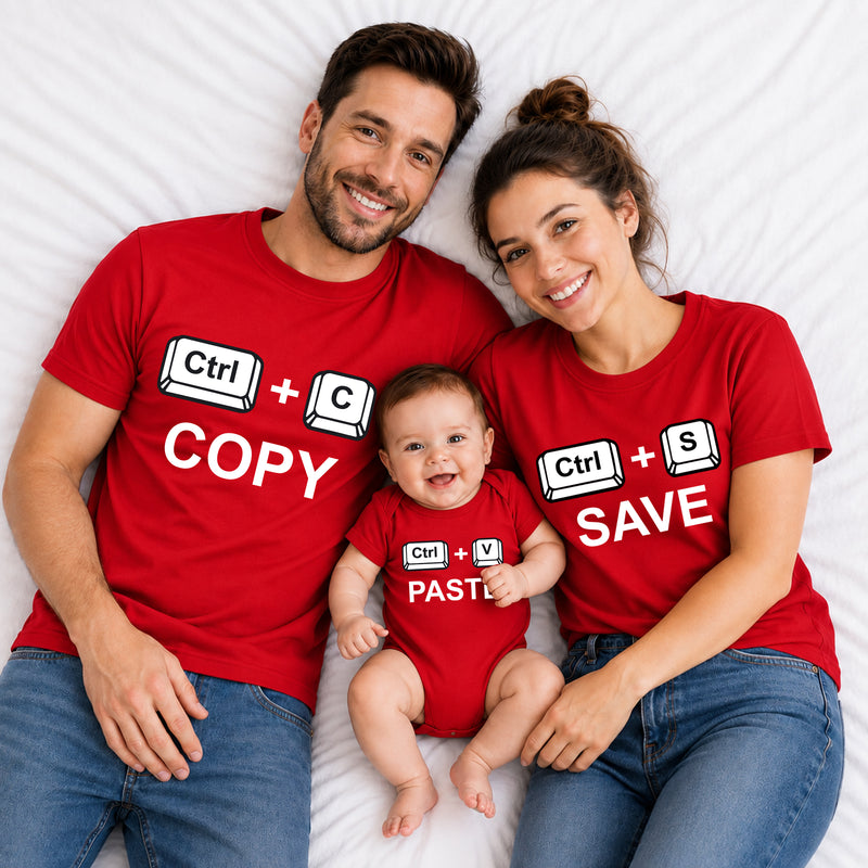 Copy Paste Family Matching T-Shirts – Dad, Mom & Baby Combo