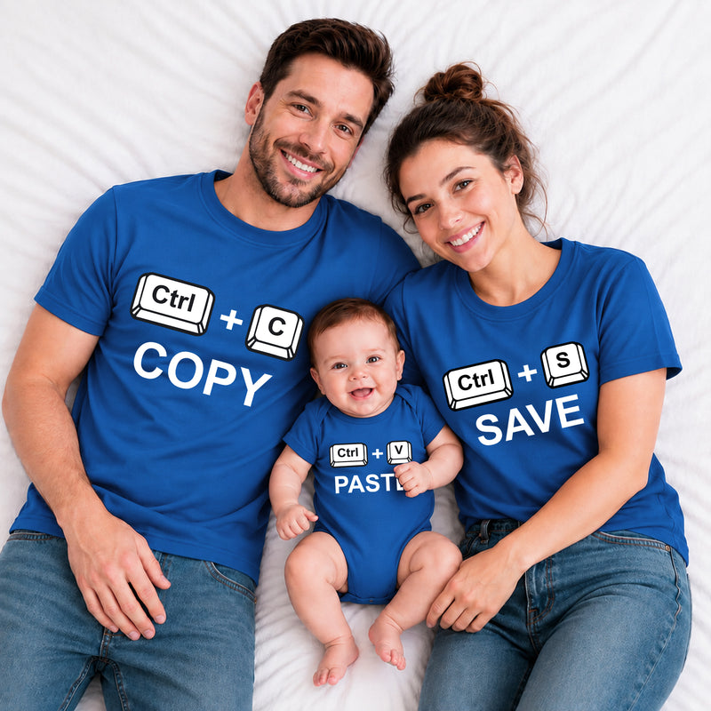 Copy Paste Family Matching T-Shirts – Dad, Mom & Baby Combo
