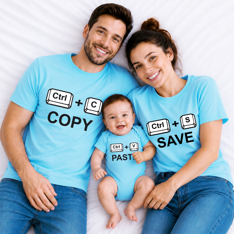 Copy Paste Family Matching T-Shirts – Dad, Mom & Baby Combo
