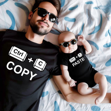 copy paste dad and baby t shirt and romper combo