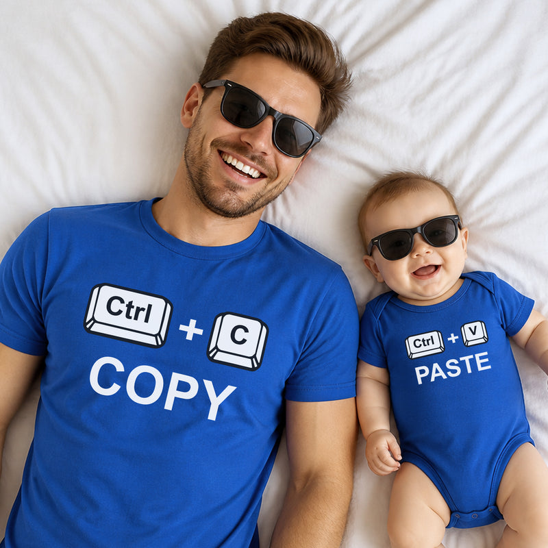 copy paste dad and baby t shirt and romper combo