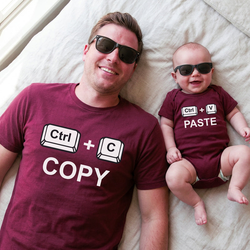 copy paste dad and baby t shirt and romper combo