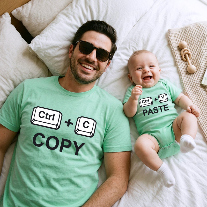 copy paste dad and baby t shirt and romper combo