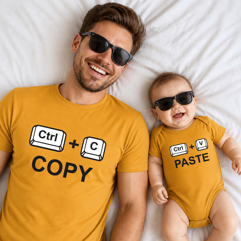 copy paste dad and baby t shirt and romper combo