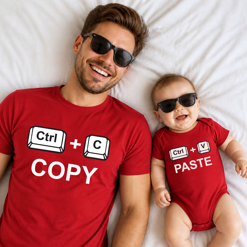 copy paste dad and baby t shirt and romper combo