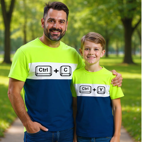 Hilarious Copy Paste Father and Son Matching T-Shirt Combo