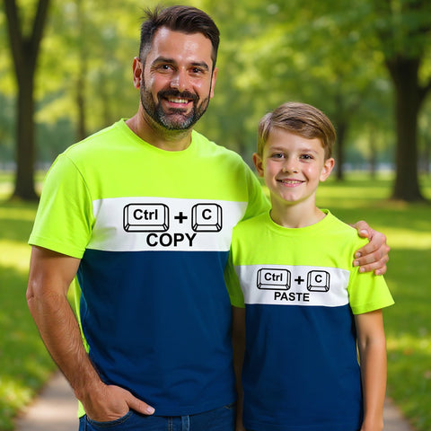 Hilarious Copy Paste Father and Son Matching T-Shirt Combo