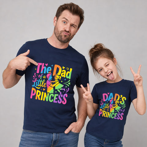 Matching Father & Daughter T-Shirt Set - Dad of a Little Princess & Dad's Little Princess