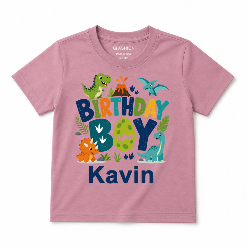 Personalized Dinosaur Birthday Boy T-Shirt for Kids