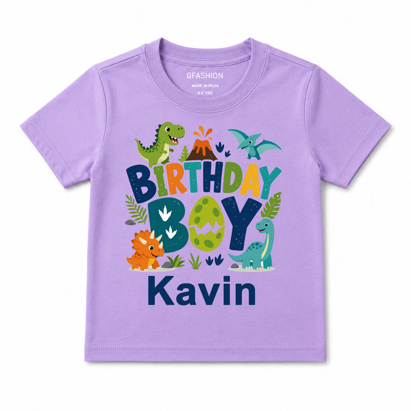 Personalized Dinosaur Birthday Boy T-Shirt for Kids