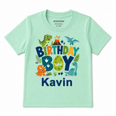 Personalized Dinosaur Birthday Boy T-Shirt for Kids