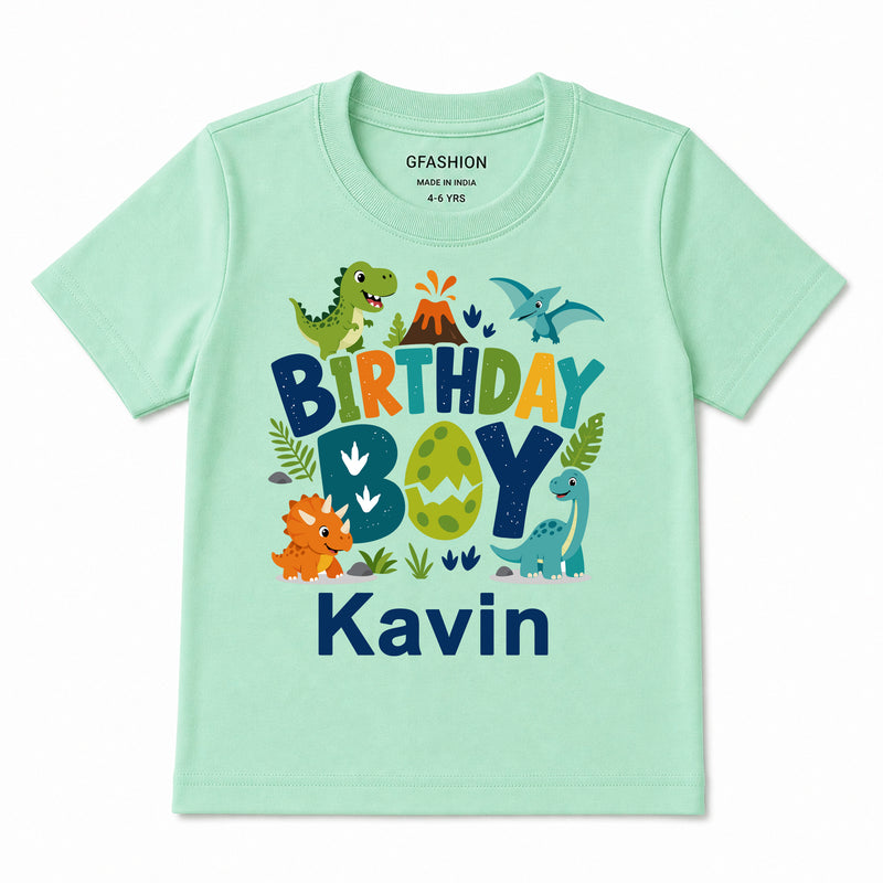 Personalized Dinosaur Birthday Boy T-Shirt for Kids
