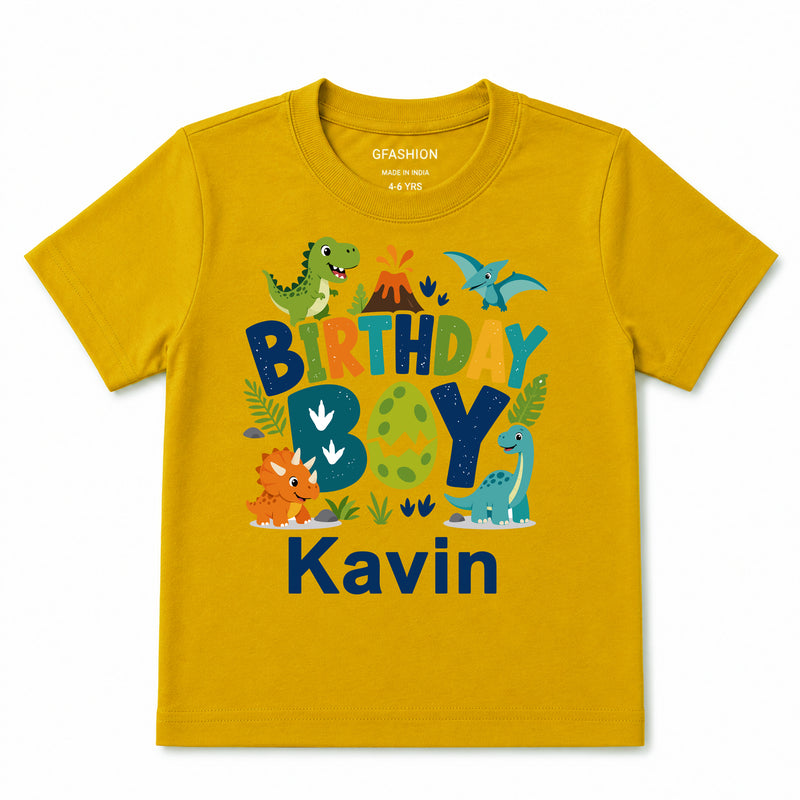 Personalized Dinosaur Birthday Boy T-Shirt for Kids