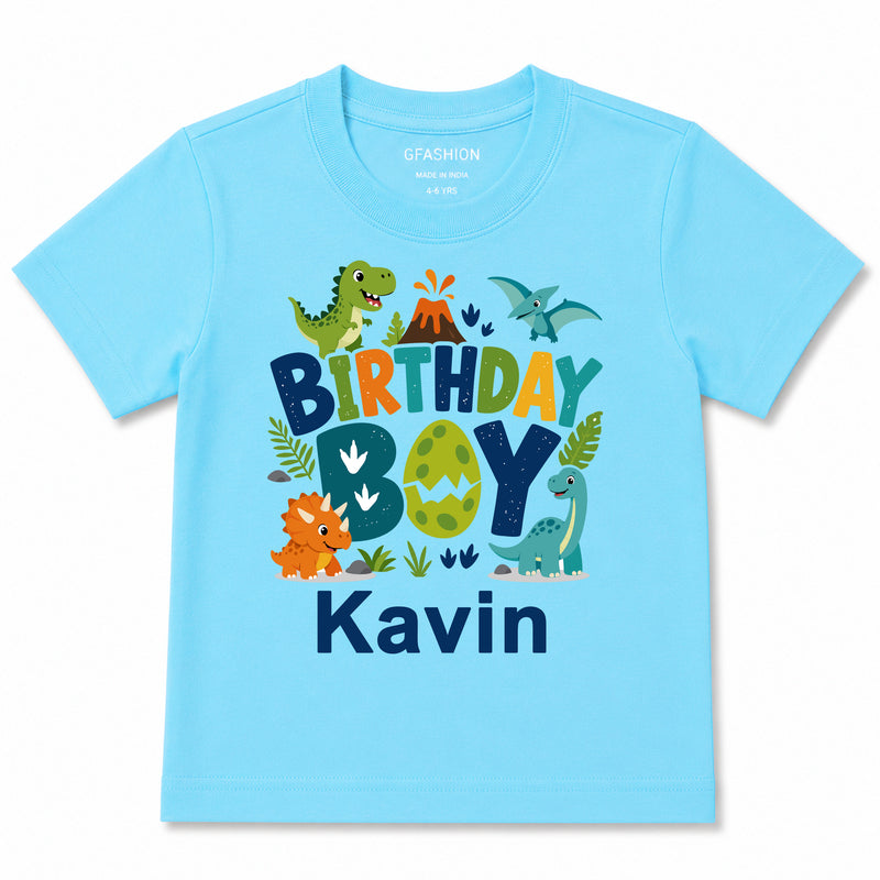 Personalized Dinosaur Birthday Boy T-Shirt for Kids