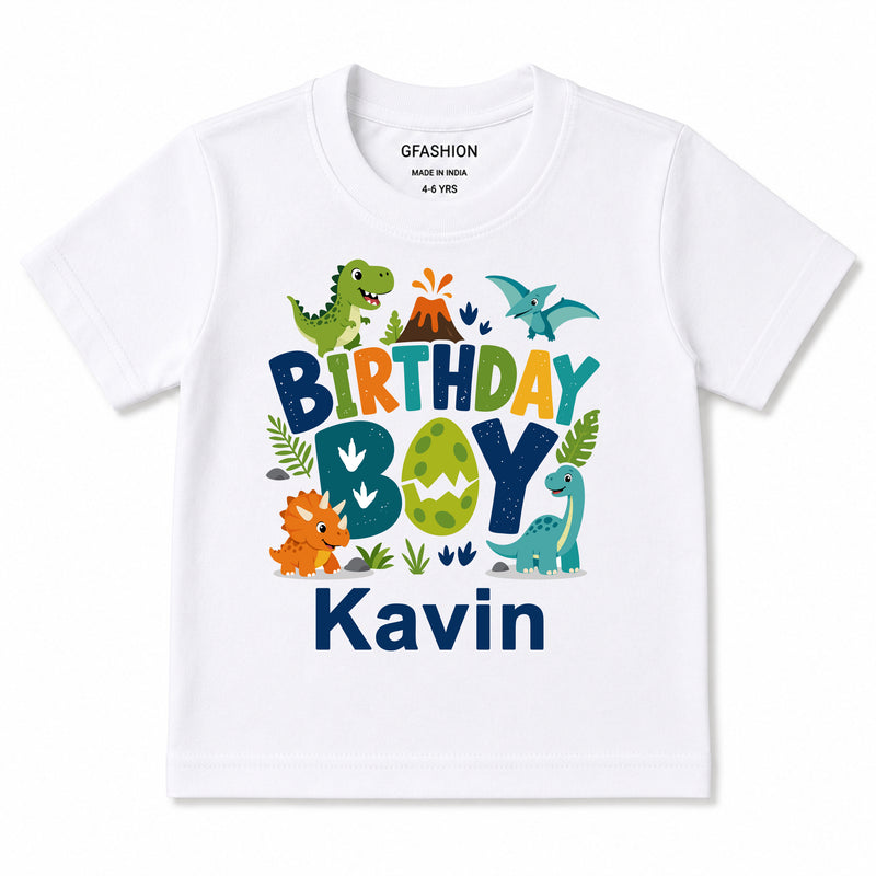 Personalized Dinosaur Birthday Boy T-Shirt for Kids