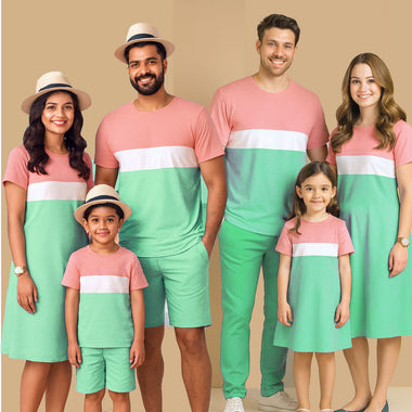 Navy Yellow Red Family Combo T-shirt Dress
