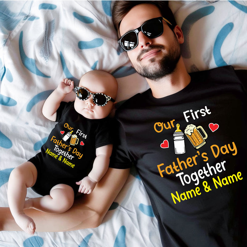 father's day dad and baby combo name customize