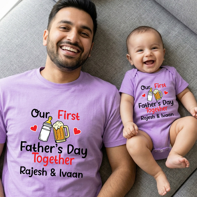 father's day dad and baby combo name customize
