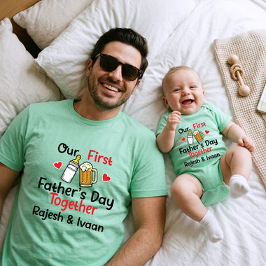 father's day dad and baby combo name customize