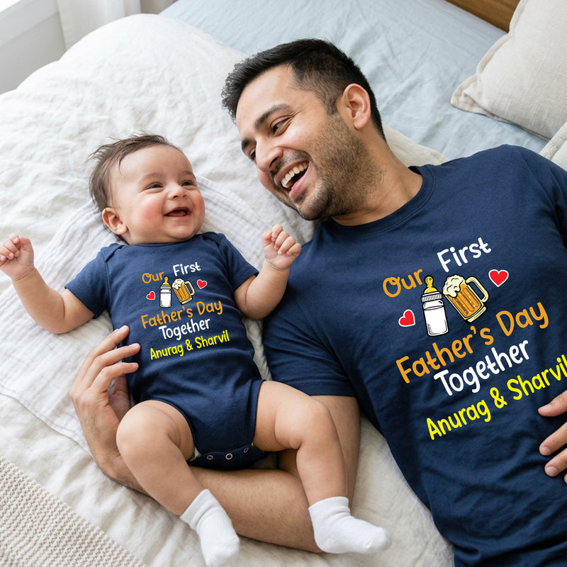 father's day dad and baby combo name customize
